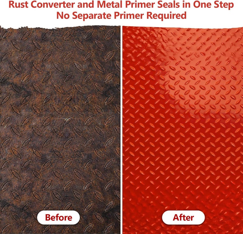 LISRUX 4-in-1 Rust Converter & Metal Primer, 141 Fl OZ Red Rust Inhibitor Paint for Metal, Remove & Convert Rust And Also Protect, Industrial Grade Water Based Rust Reformer, Heat Resistance & UV Resistant - Image 3